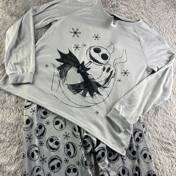 Jack Skellington Sleepwear Youth Medium Gray Black Nightmare Before Christmas - Picture 1 of 13